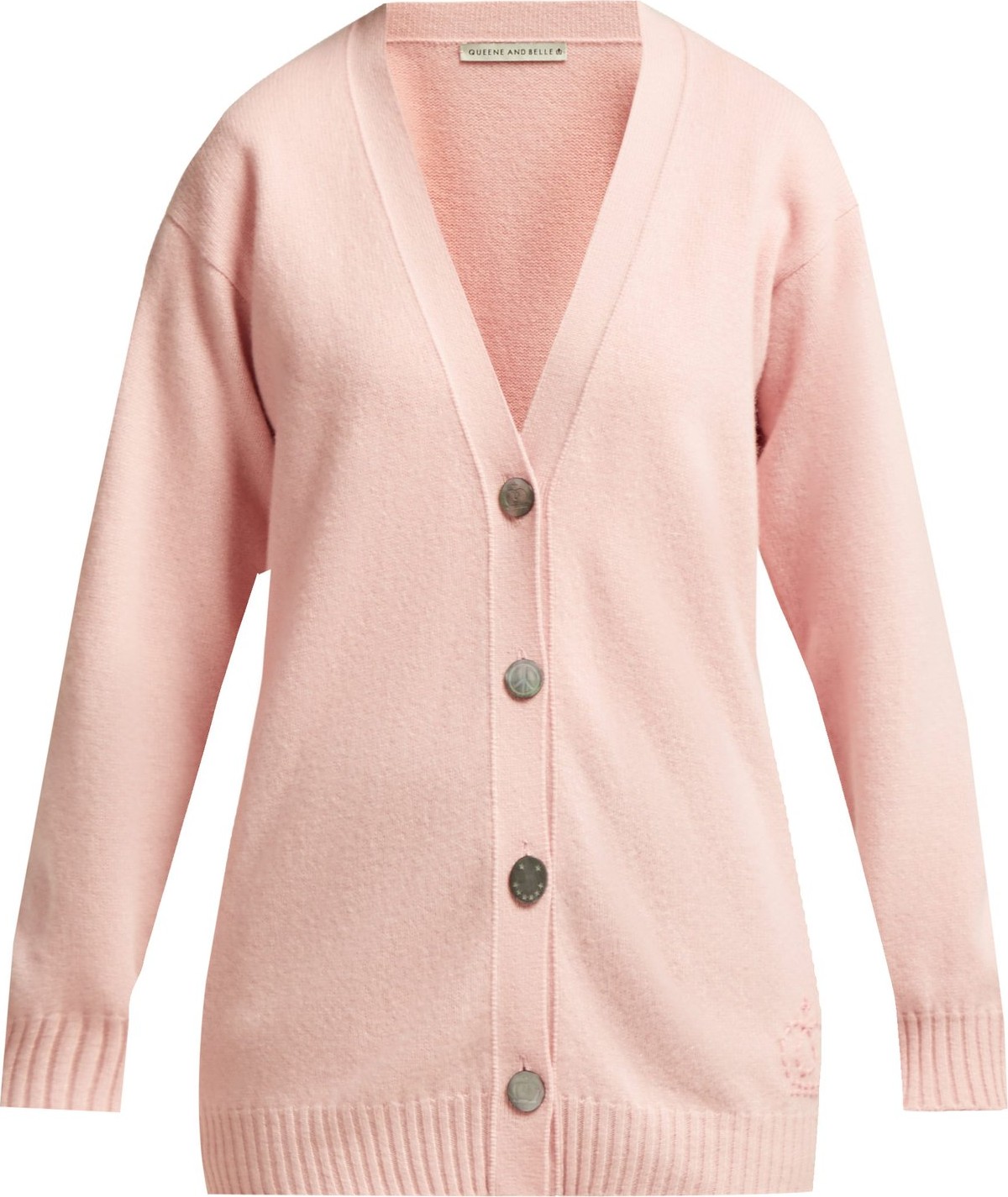 Queene and Belle McLaren crown-embroidered wool cardigan
