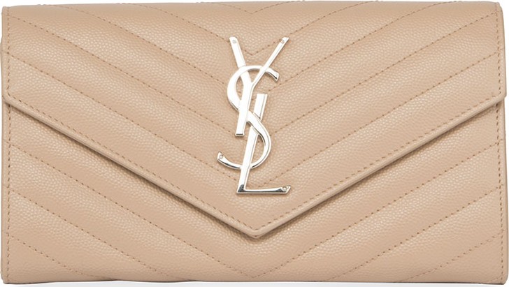 Saint Laurent Monogram YSL Medium Leather Flap Continental Wallet