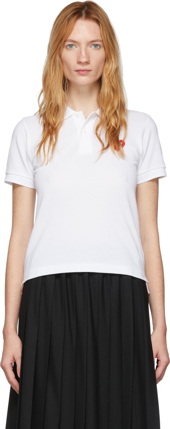 Comme Des Garcons PLAY White Heart Patch Polo