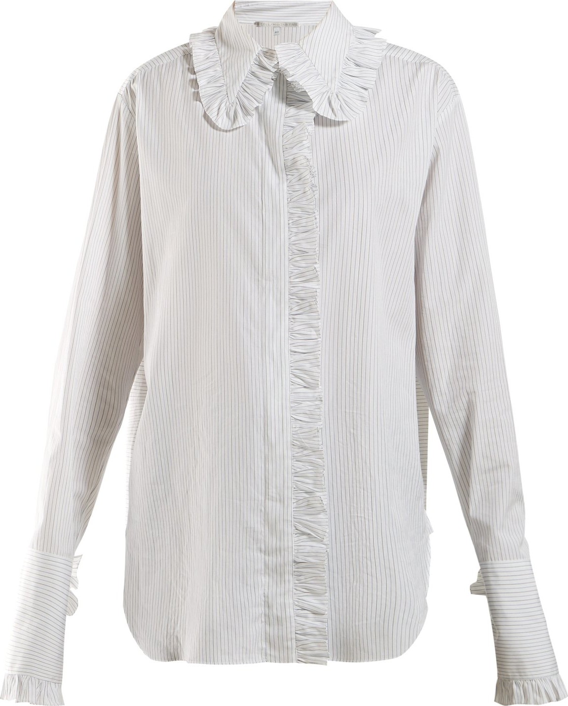 Stella McCartney Ruffle-trimmed pinstriped shirt