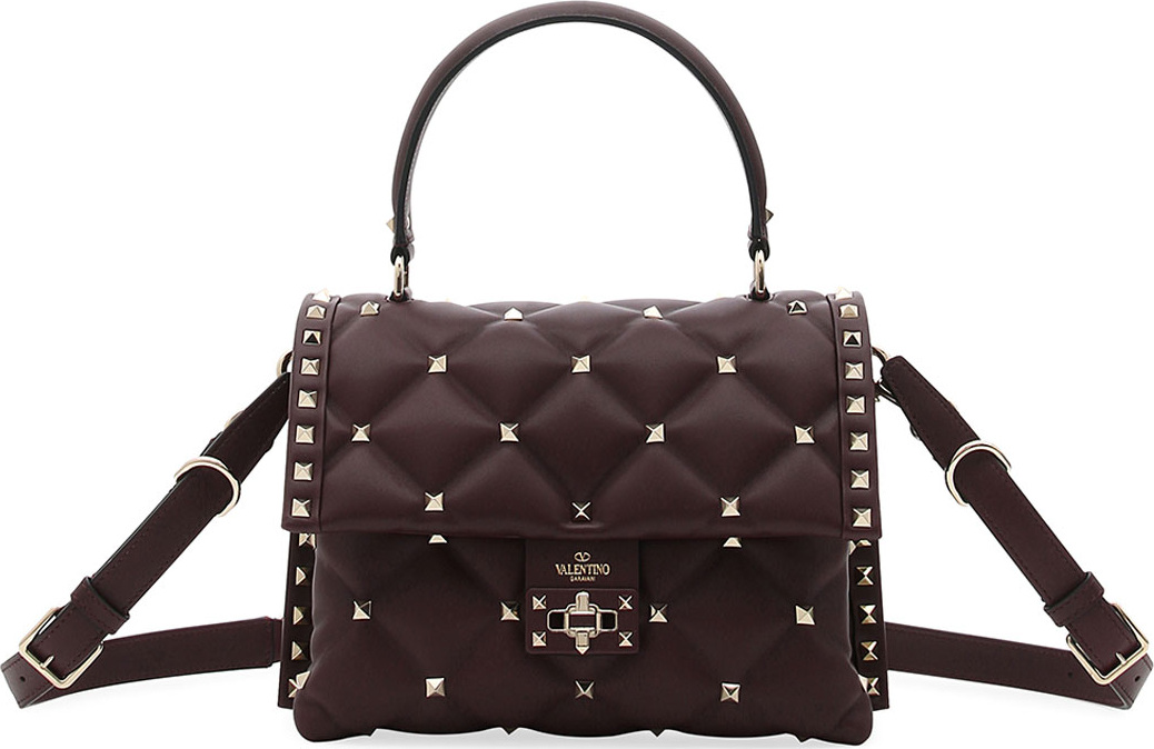Valentino Candystud Quilted Leather Top-Handle Bag