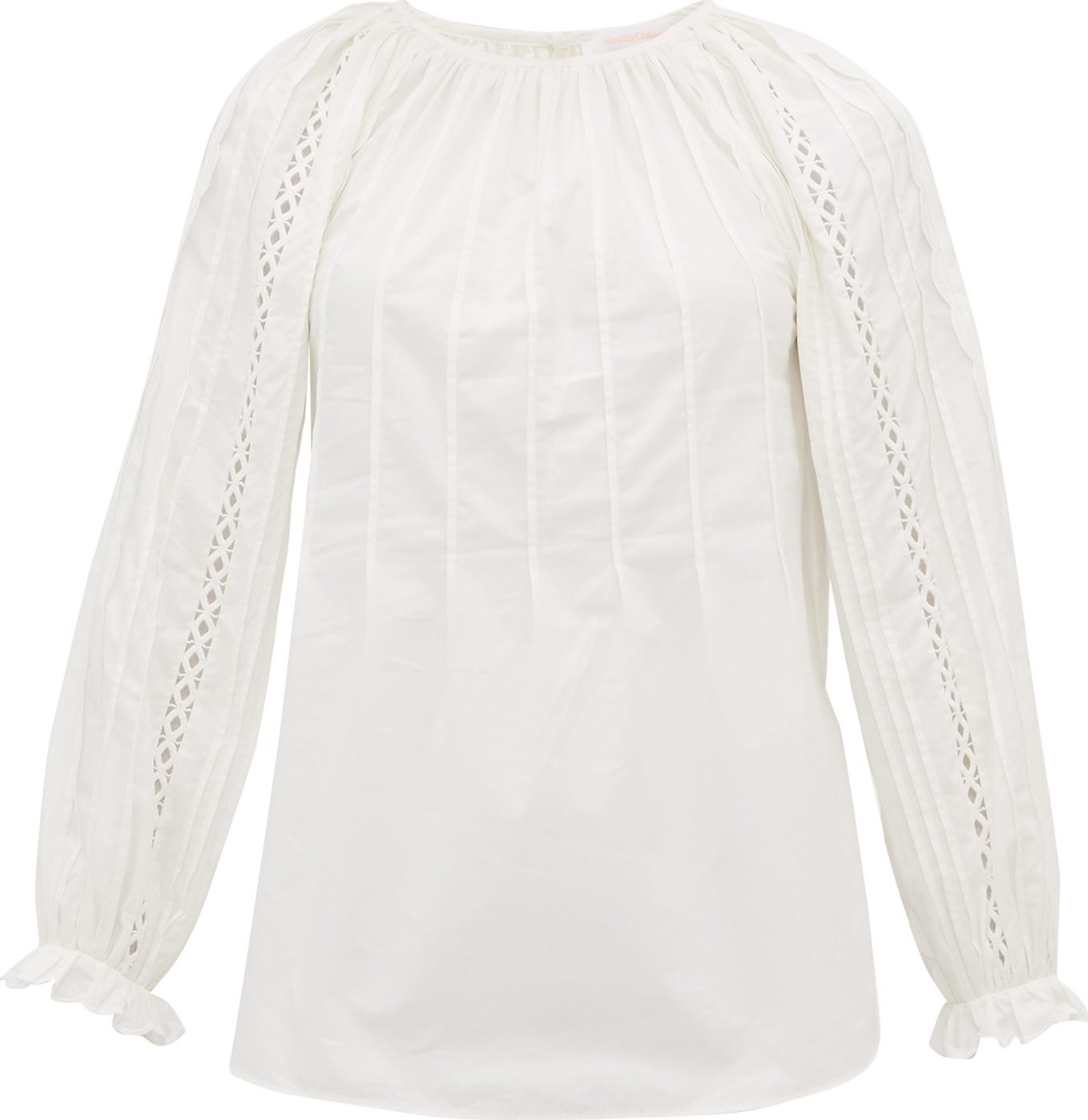 See By Chloé Scalloped cotton-poplin blouse