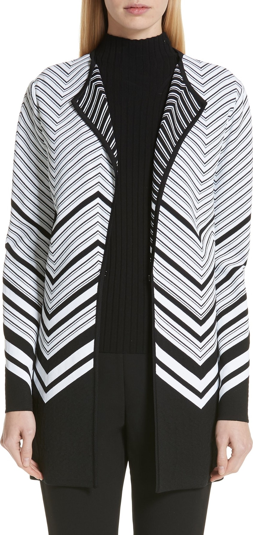 St. John Chevron Jacquard Sweater Jacket