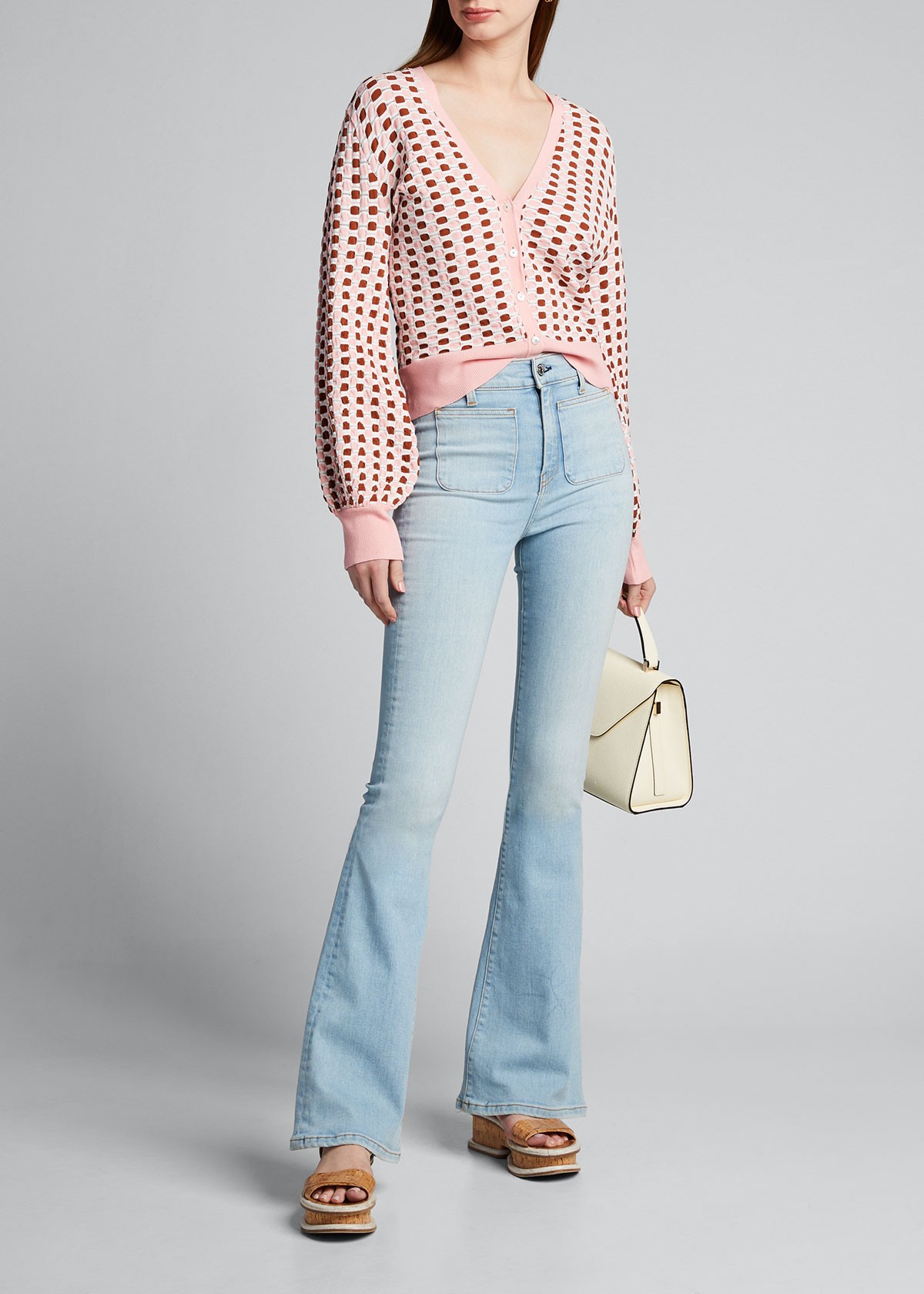 Veronica Beard Loraine Printed V-Neck Cardigan