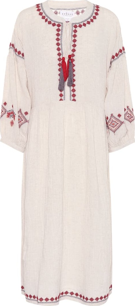 Velvet By Graham & Spencer Etta embroidered cotton-blend dress