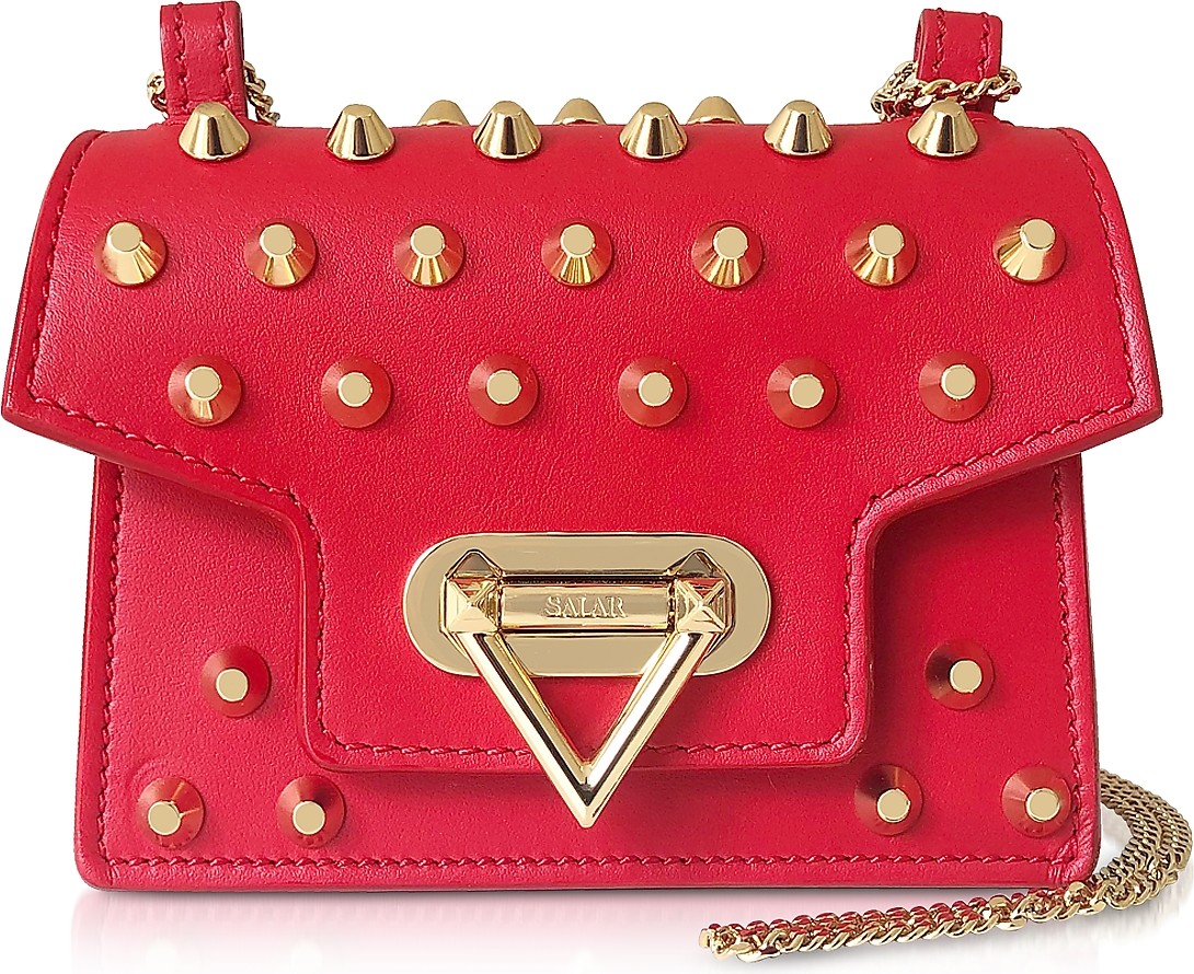 Salar Bebe Studs Leather Mini Shoulder Bag