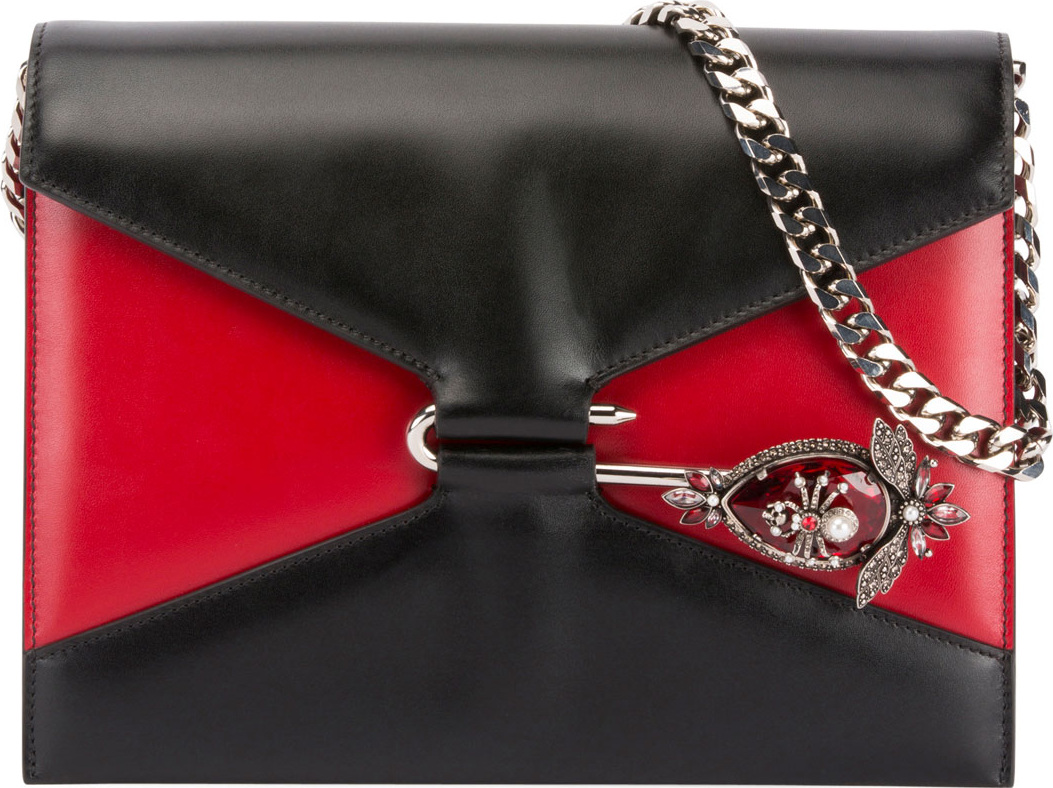 Alexander McQueen Pin Two-Tone Leather Shoulder Bag