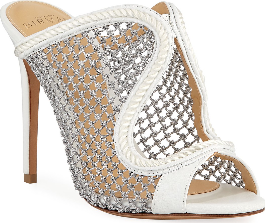 Alexandre Birman Amanda Metallic Woven Mule Sandals
