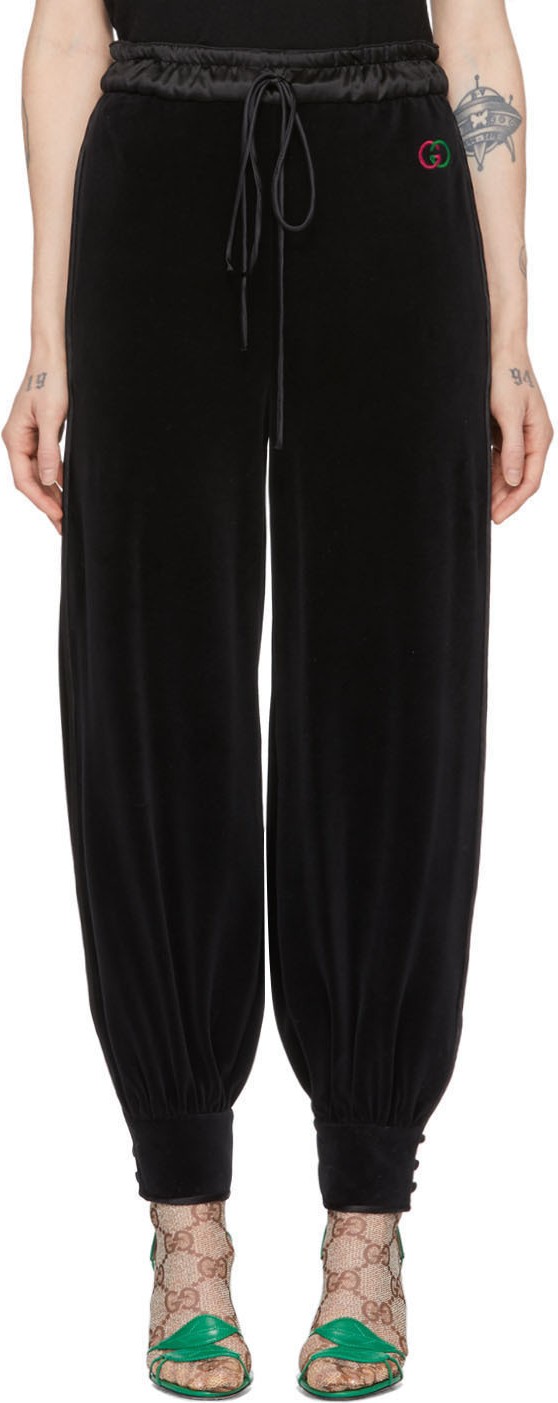 Gucci Black Chenille Jogging Lounge Pants