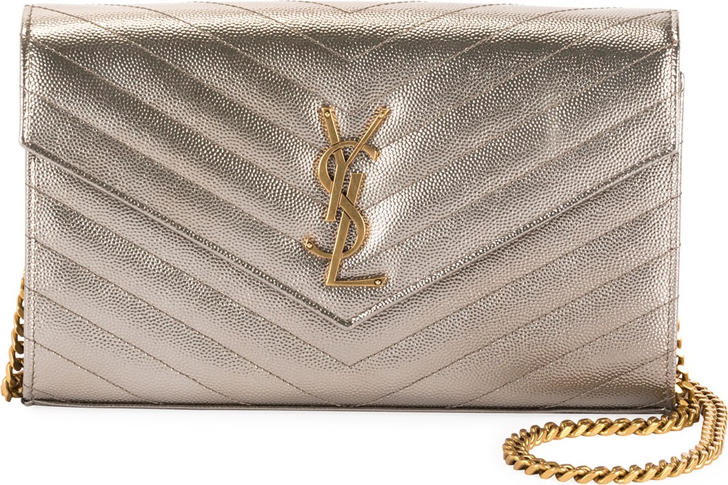 Saint Laurent Monogramme Metallic Chain Wallet