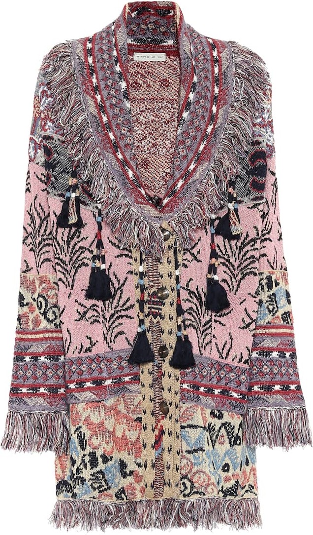 Etro Linen-blend jacquard cardigan