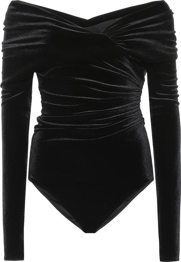 Alexandre Vauthier Off-the-shoulder velvet bodysuit