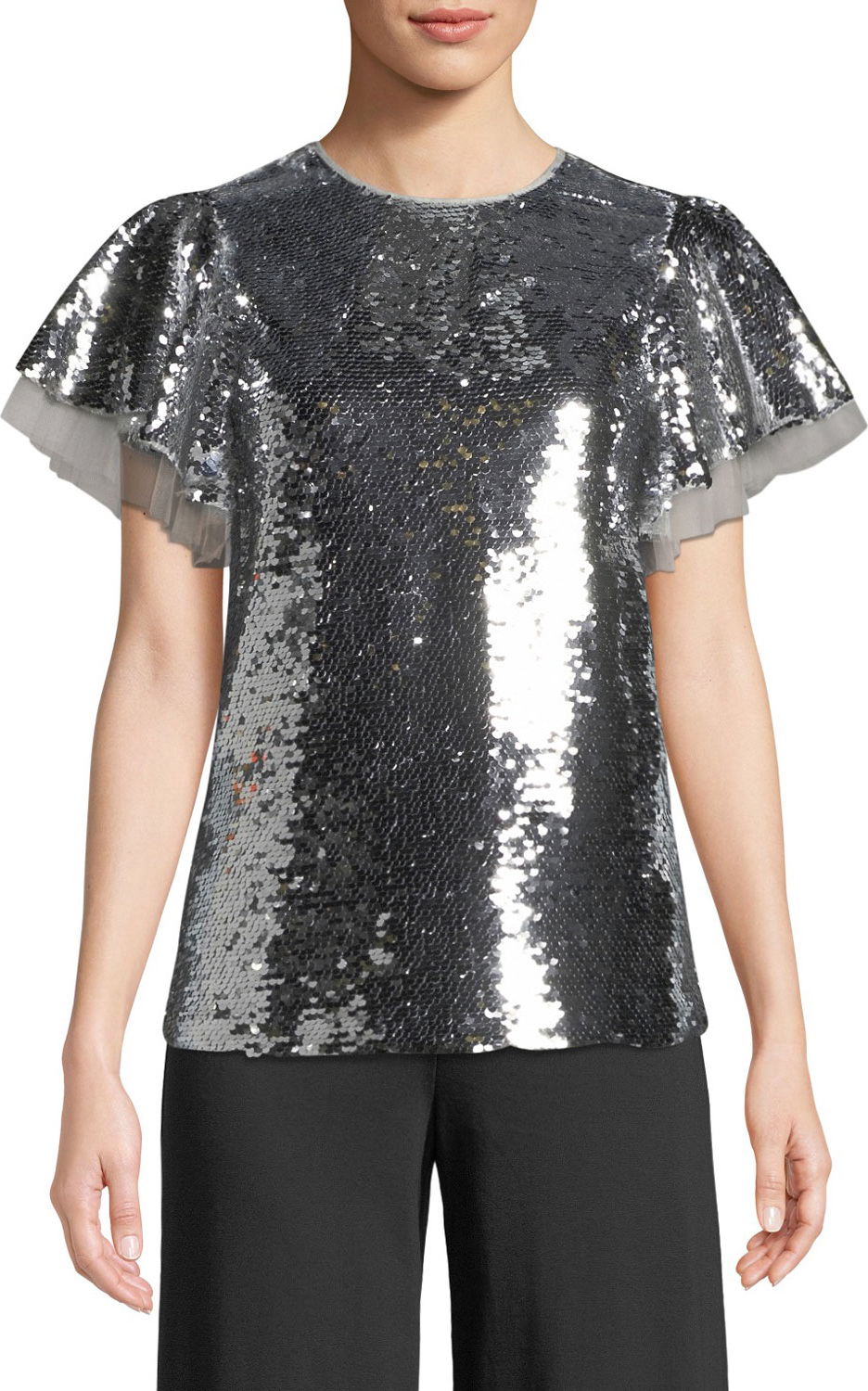Sachin & Babi Lentin Sequin & Ruffle Top