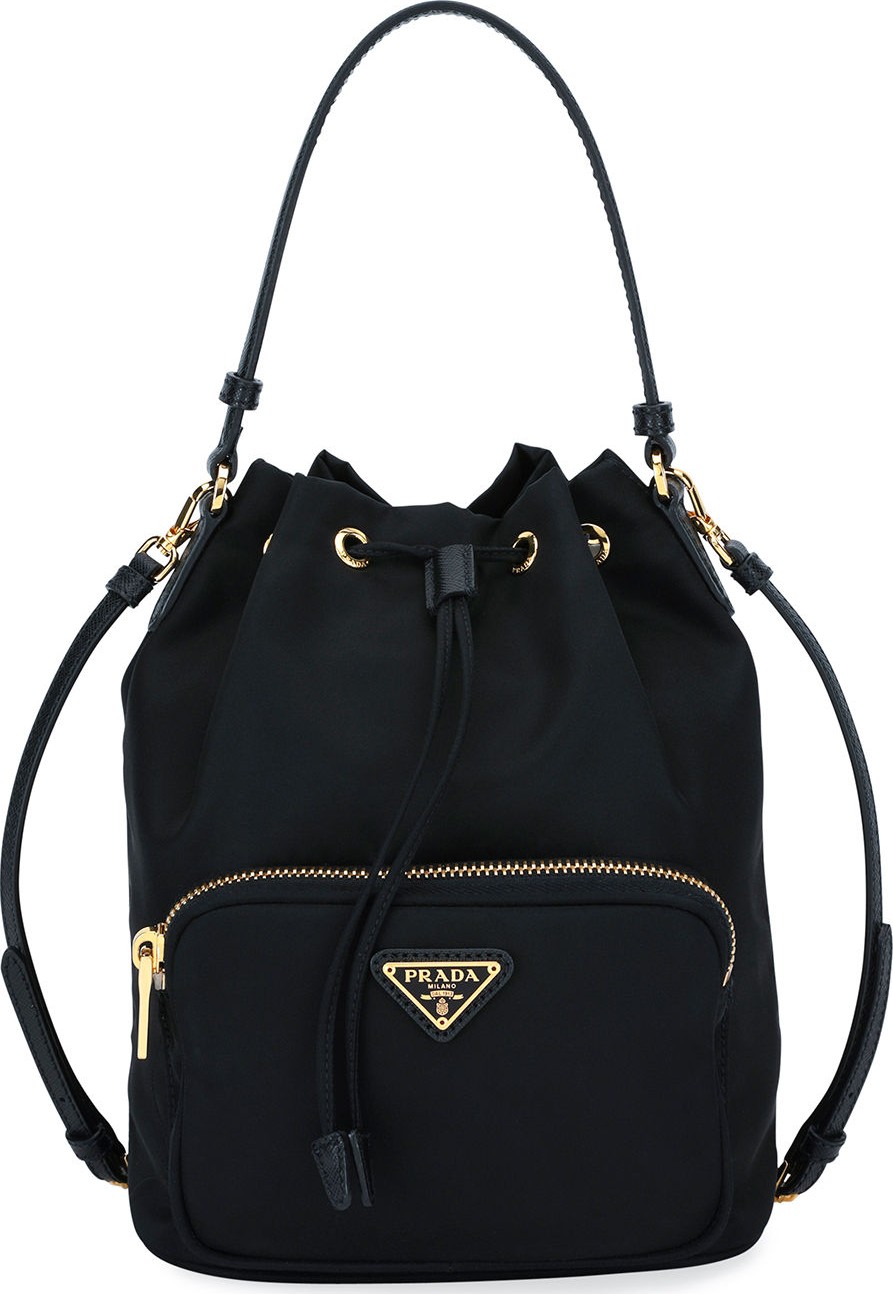 Prada Nylon Top-Handle Bucket Bag