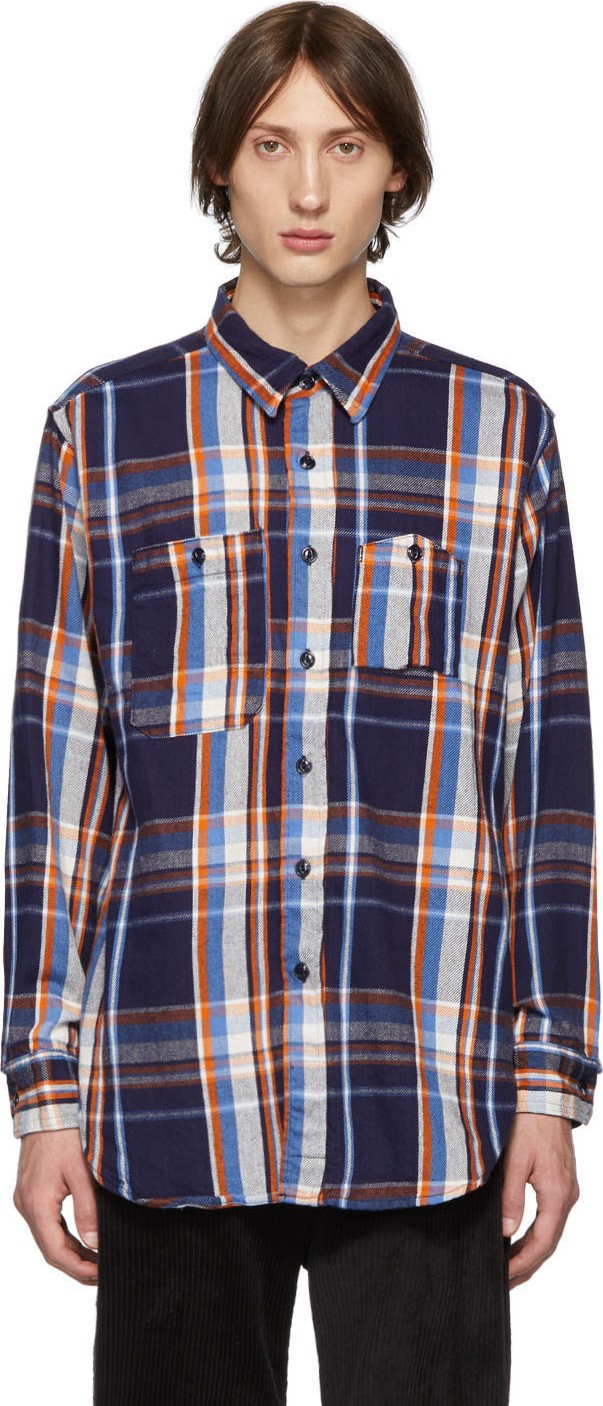 Engineered Garments Navy Plaid Work Shirt