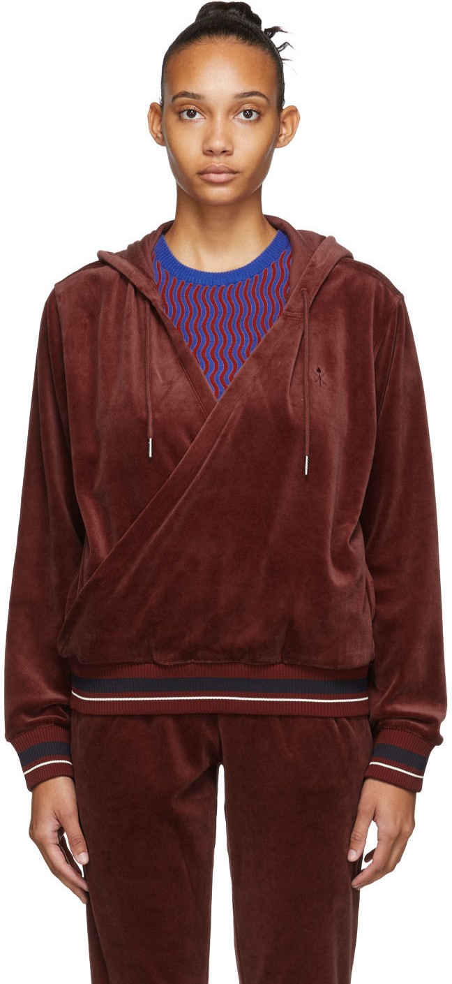 Opening Ceremony Red Velour Wrap Hoodie