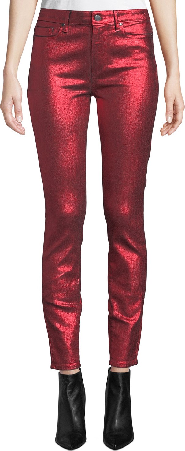PAIGE Hoxton Ultra Skinny Metallic Ankle Jeans