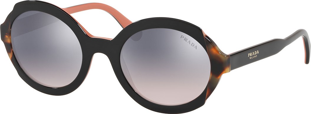 Prada Round Mirrored Mixed Acetate Sunglasses