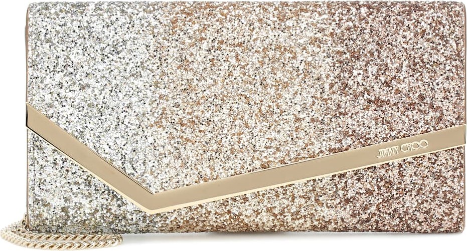 Jimmy Choo Emmie glitter clutch