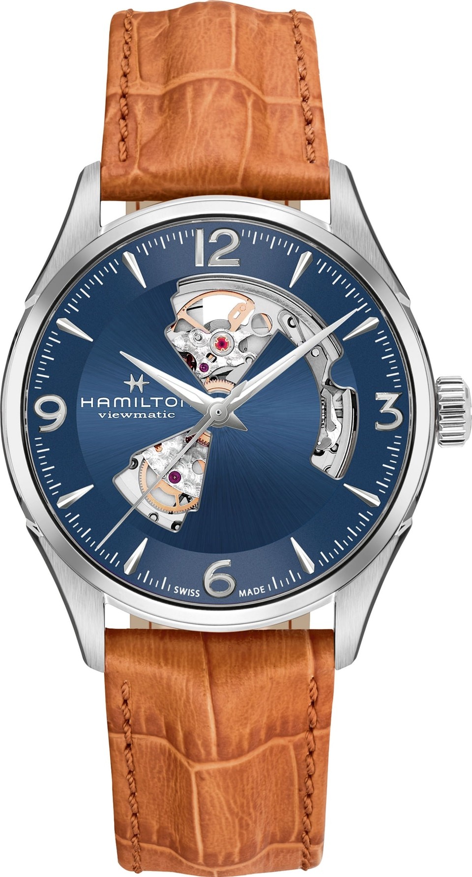 Hamilton Jazzmaster Open Heart Automatic Leather Strap Watch, 42mm