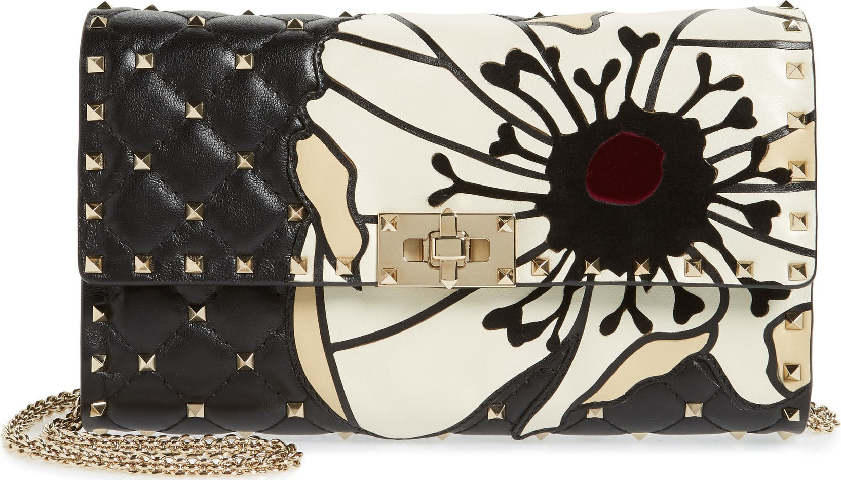 Valentino Spike It Patchwork Leather Shoulder Bag