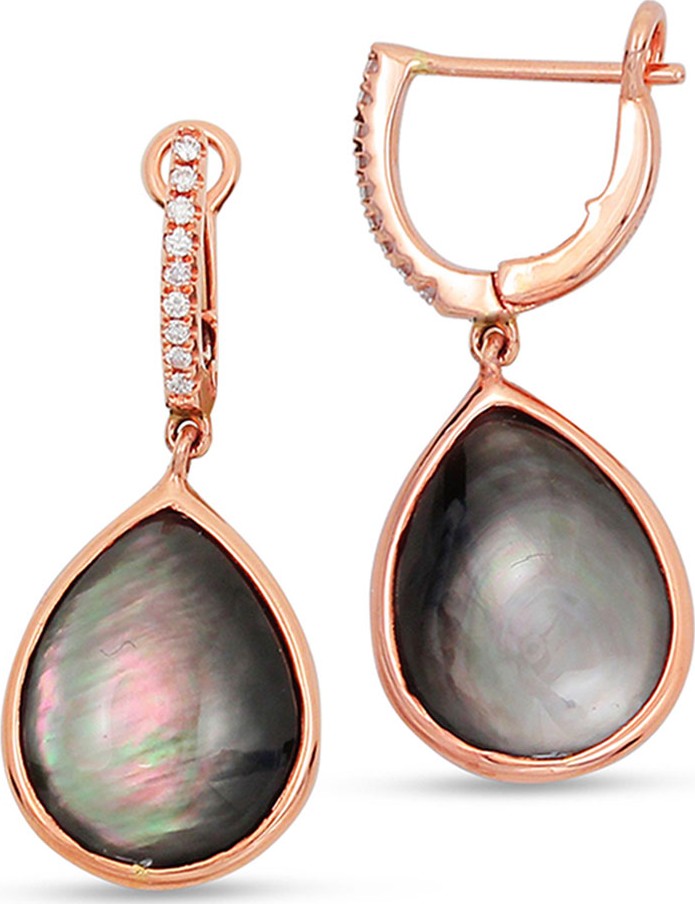 Frederic Sage Luna 18k Rose Gold Black Mother-of-Pearl Earrings