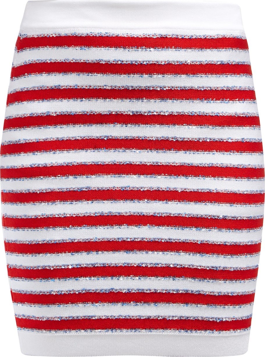Balmain Stripes and sequins knit skirt