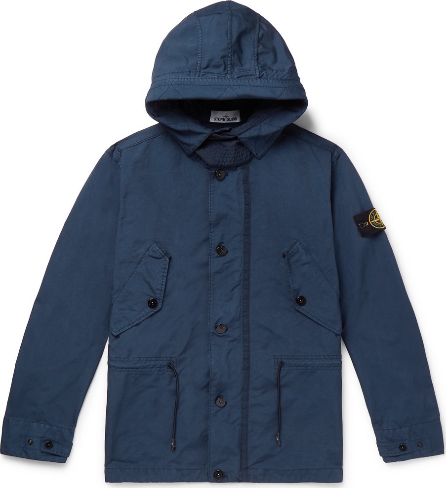 Stone Island Garment-Dyed Shell Hooded Jacket
