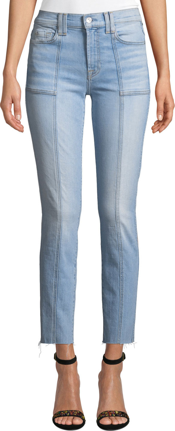 7 For All Mankind Roxanne Straight-Leg Seam Patch-Pocket Ankle Jeans