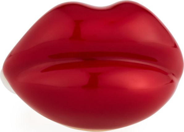 Mattioli Lips 18K Rose Gold & Red Enamel Ring