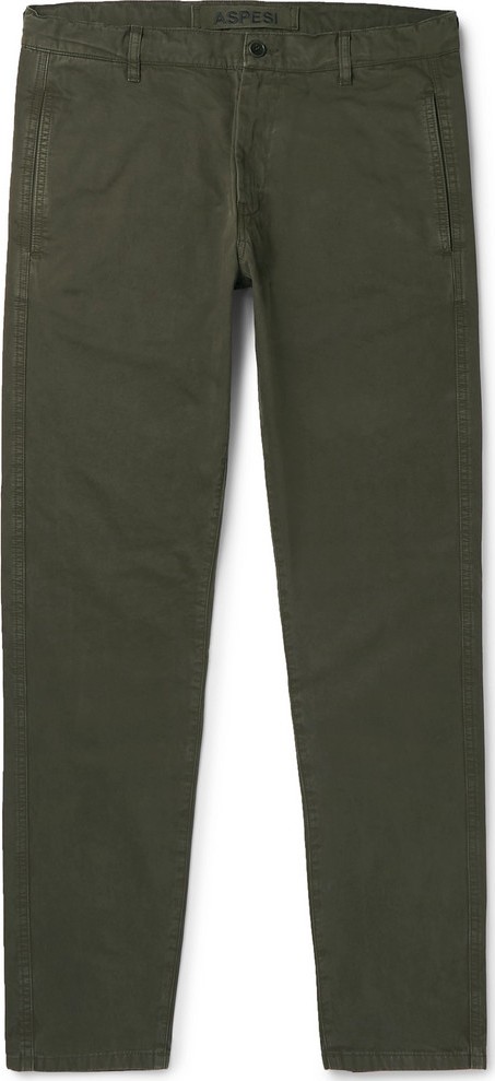 Aspesi Tapered Garment-Dyed Cotton-Twill Trousers