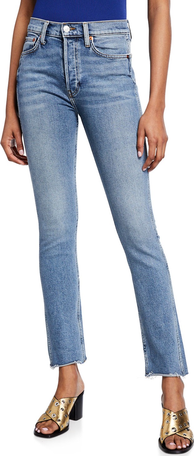 RE/DONE Double Needle Long Straight Jeans with Raw Hem