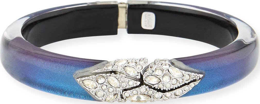 Alexis Bittar Crystal-Encrusted Mosaic Lace Hinged Bangle, Blue