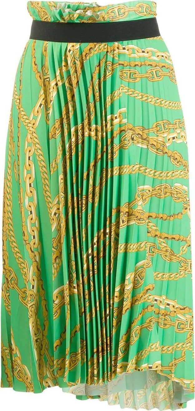 Balenciaga asymmetrical pleated chain-print skirt