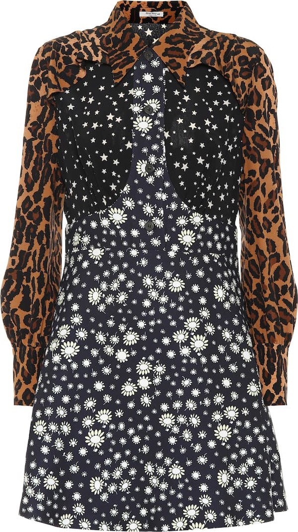 Miu Miu Leopard and floral minidress