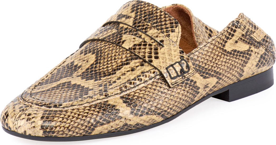 Isabel Marant Fezzy Snake-Print Fold-Down Loafers