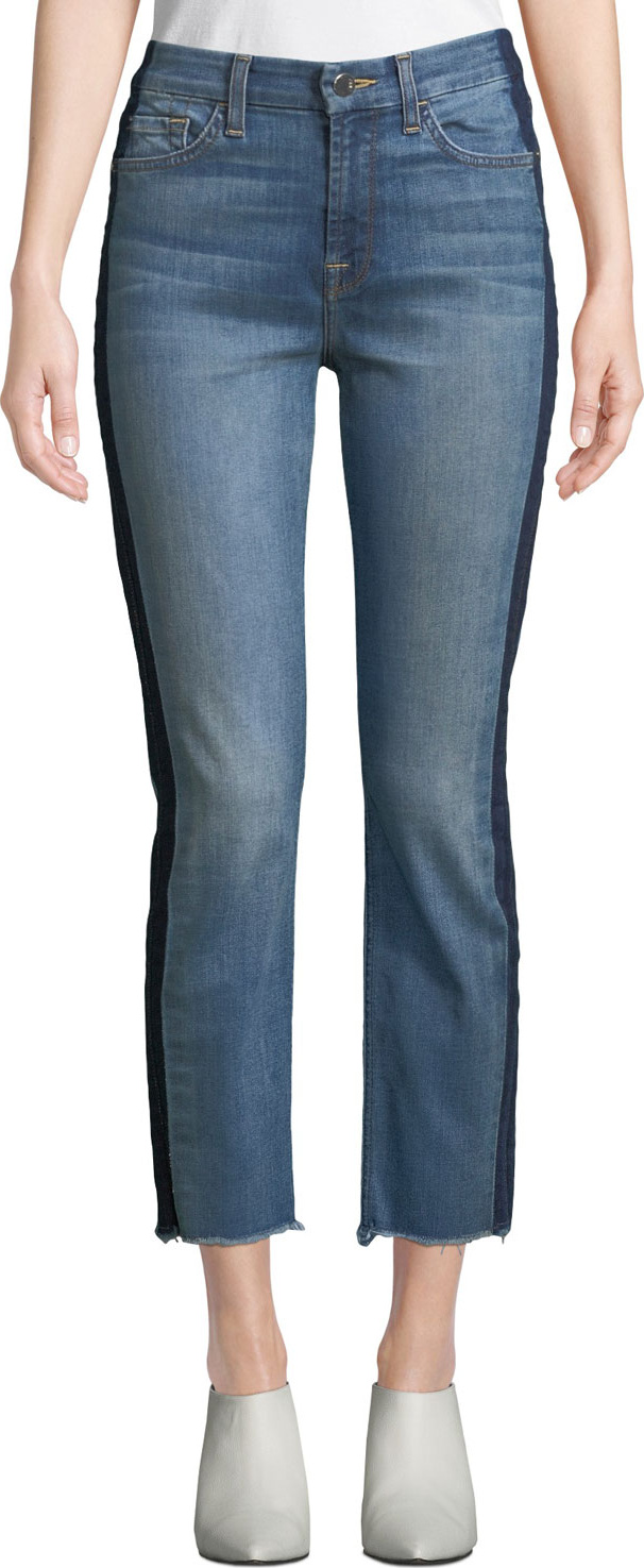 Jen7 Straight-Leg Crop Jeans w/ Shadow Seams
