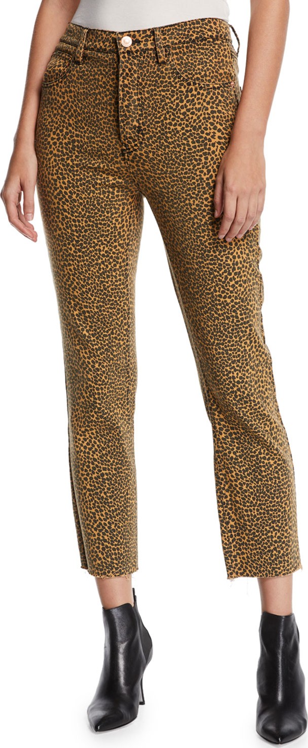 Current/Elliott The Stiletto High-Rise Leopard-Print Jeans