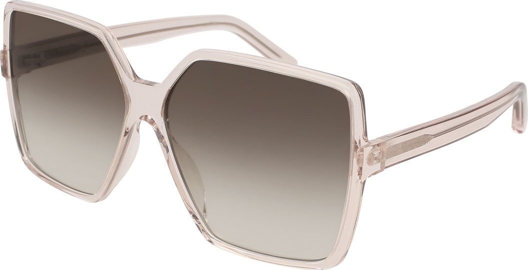 Saint Laurent SL 232 Betty Oversized Square Transparent Acetate Sunglasses  Nude