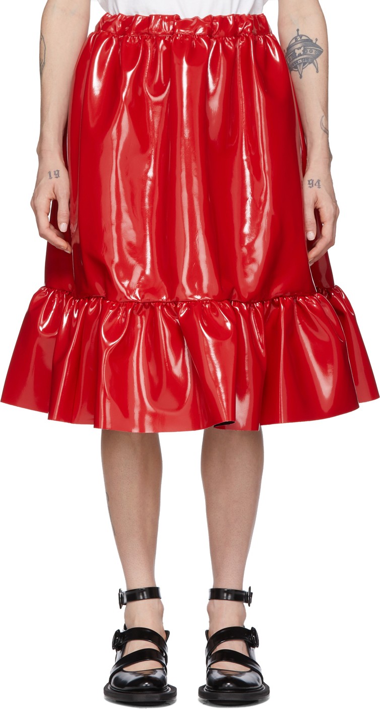 Comme Des Garçons Girl Red Patent Faux-Leather Skirt