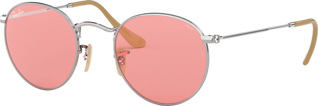 Ray Ban Round Monochromatic Metal Sunglasses, Pink