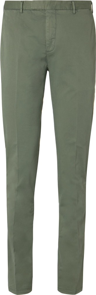 Boglioli Green Stretch-Cotton Twill Suit Trousers