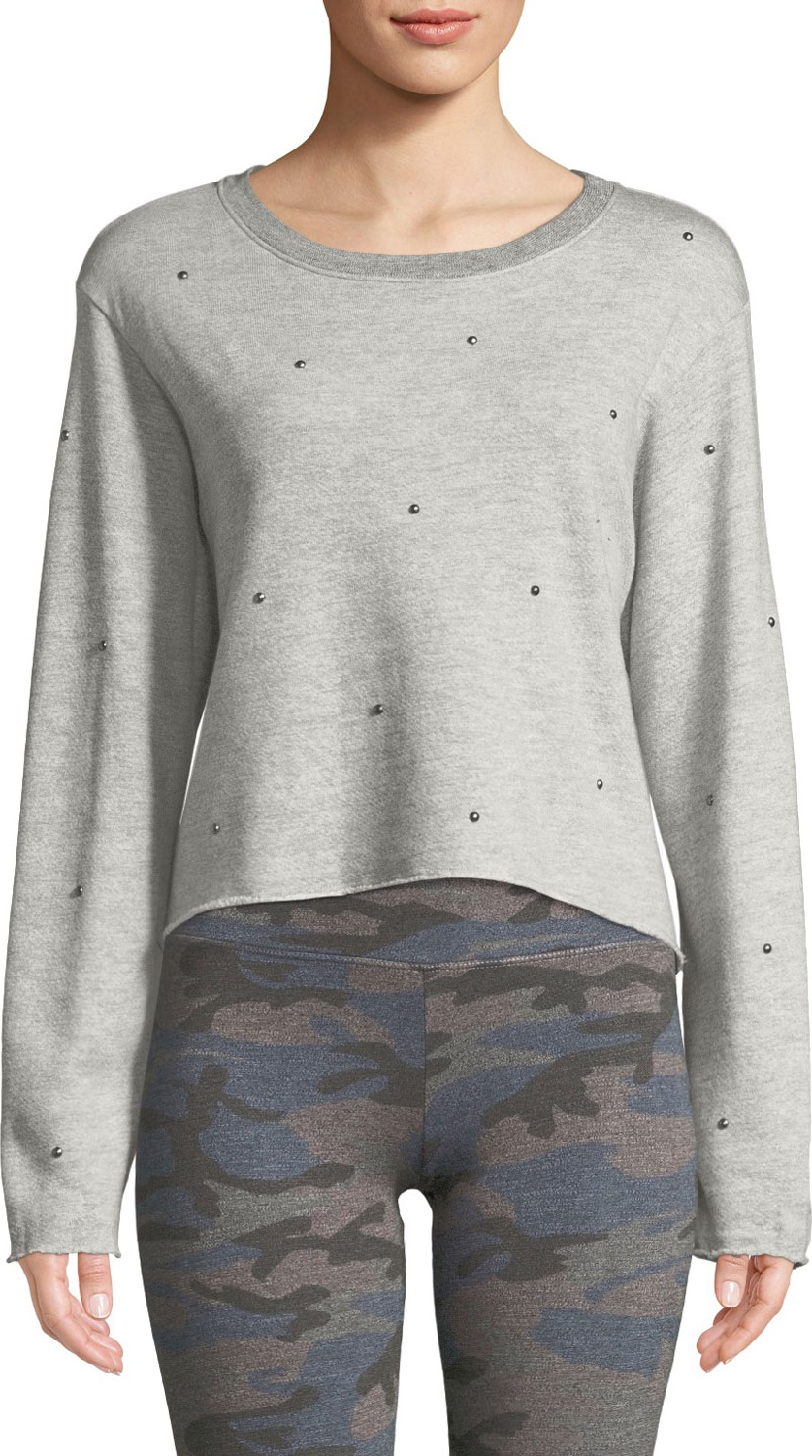 SUNDRY Raw-Edge Embellished Boxy Sweatshirt