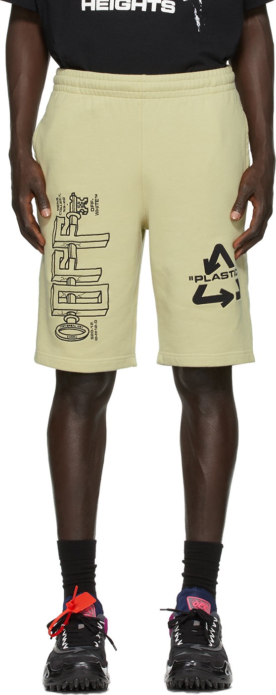 Off White Beige Universal Key Sweat Shorts
