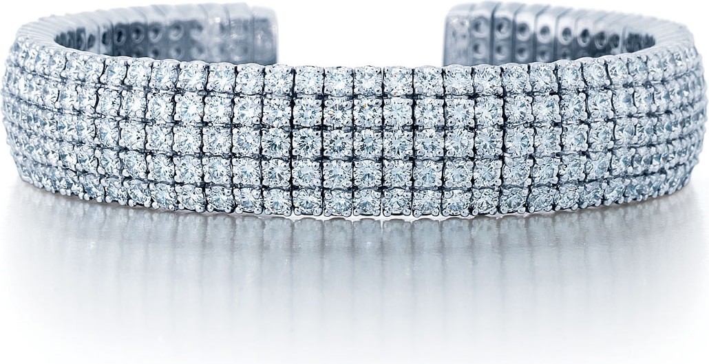 Norman Silverman 18k White Gold 5-Row Diamond Cuff Bracelet