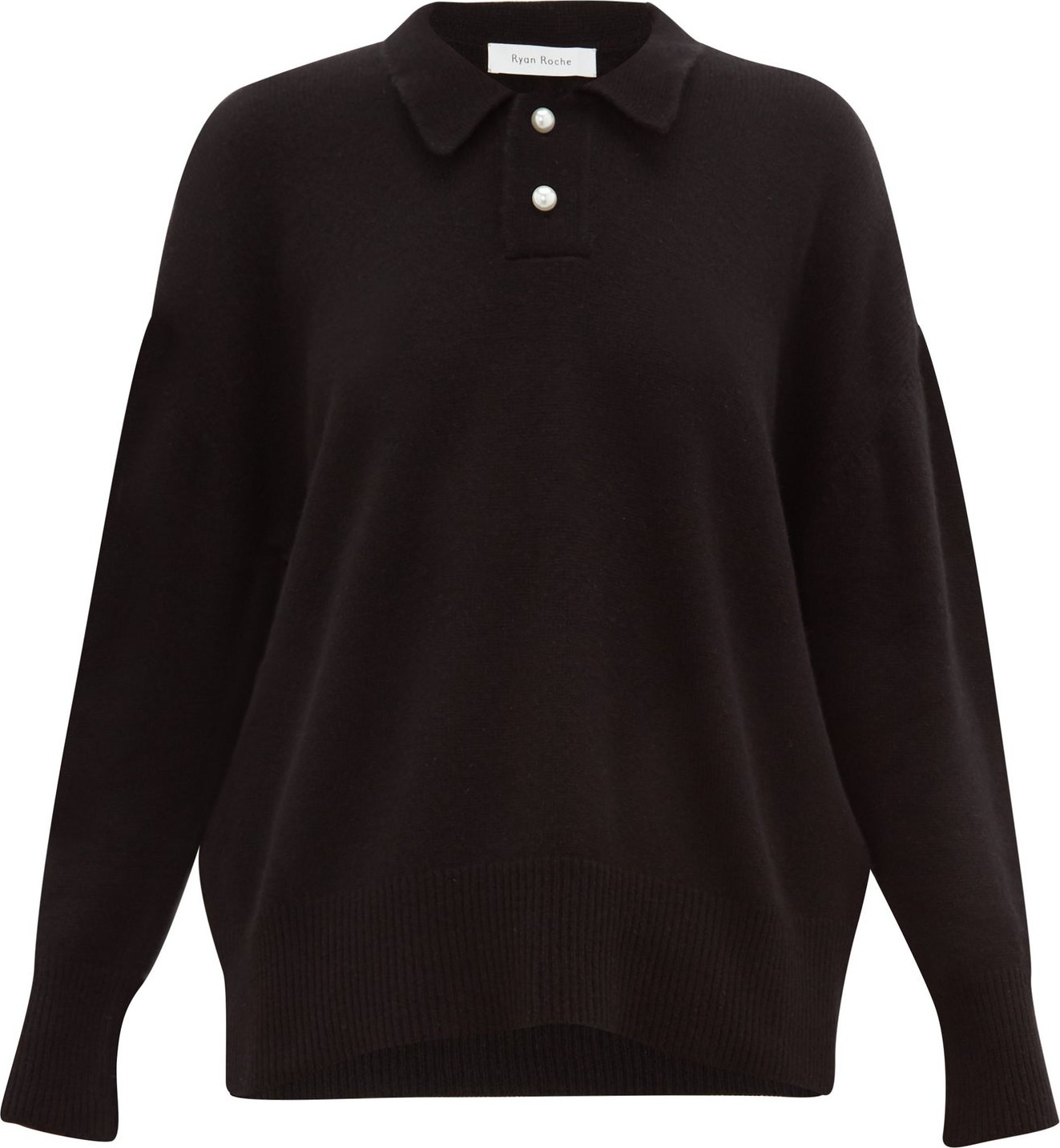 Ryan Roche Pearlescent-button cashmere sweater