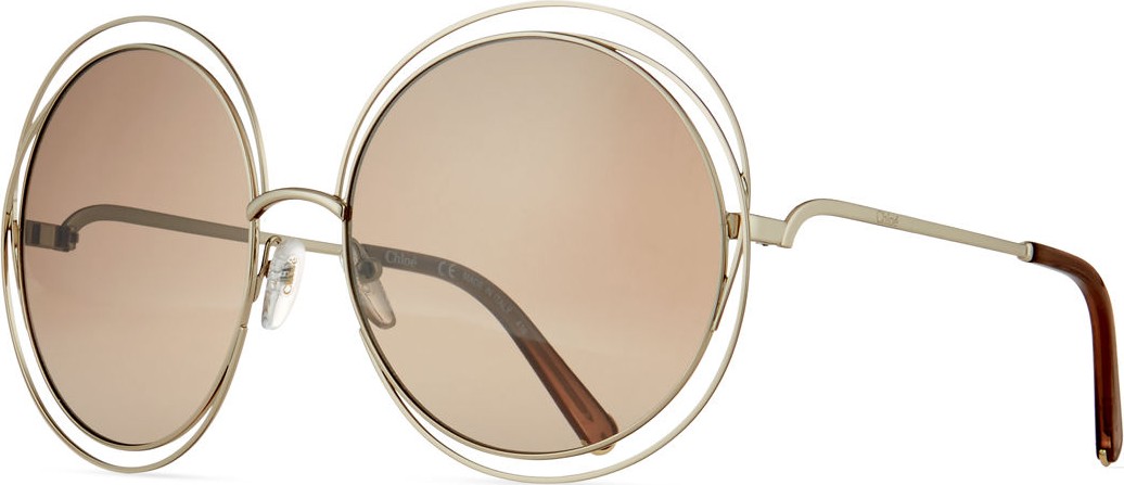 Chloe Carlina Round Wire Metal Sunglasses