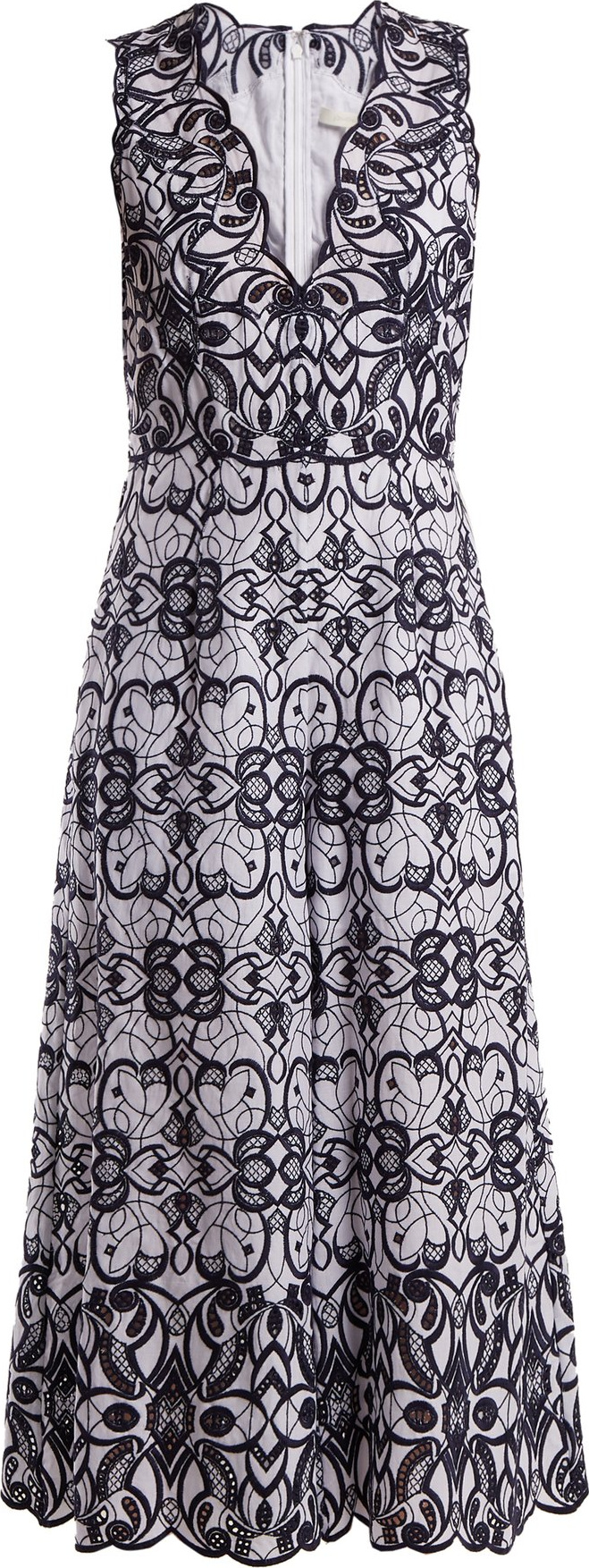 Jonathan Simkhai V-neck geometric-embroidered cotton jumpsuit