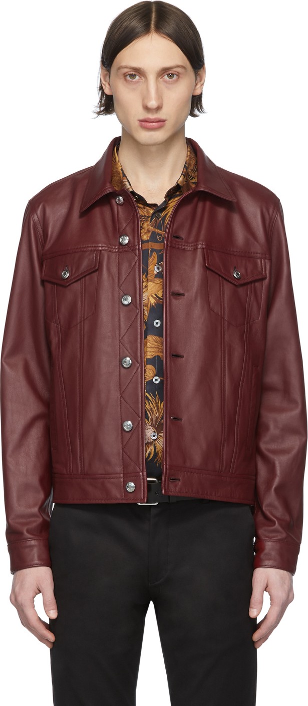Paul Smith Red Leather Trucker Jacket