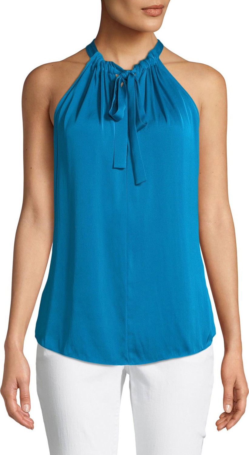 KOBI HALPERIN Devin Stretch-Silk Halter Blouse